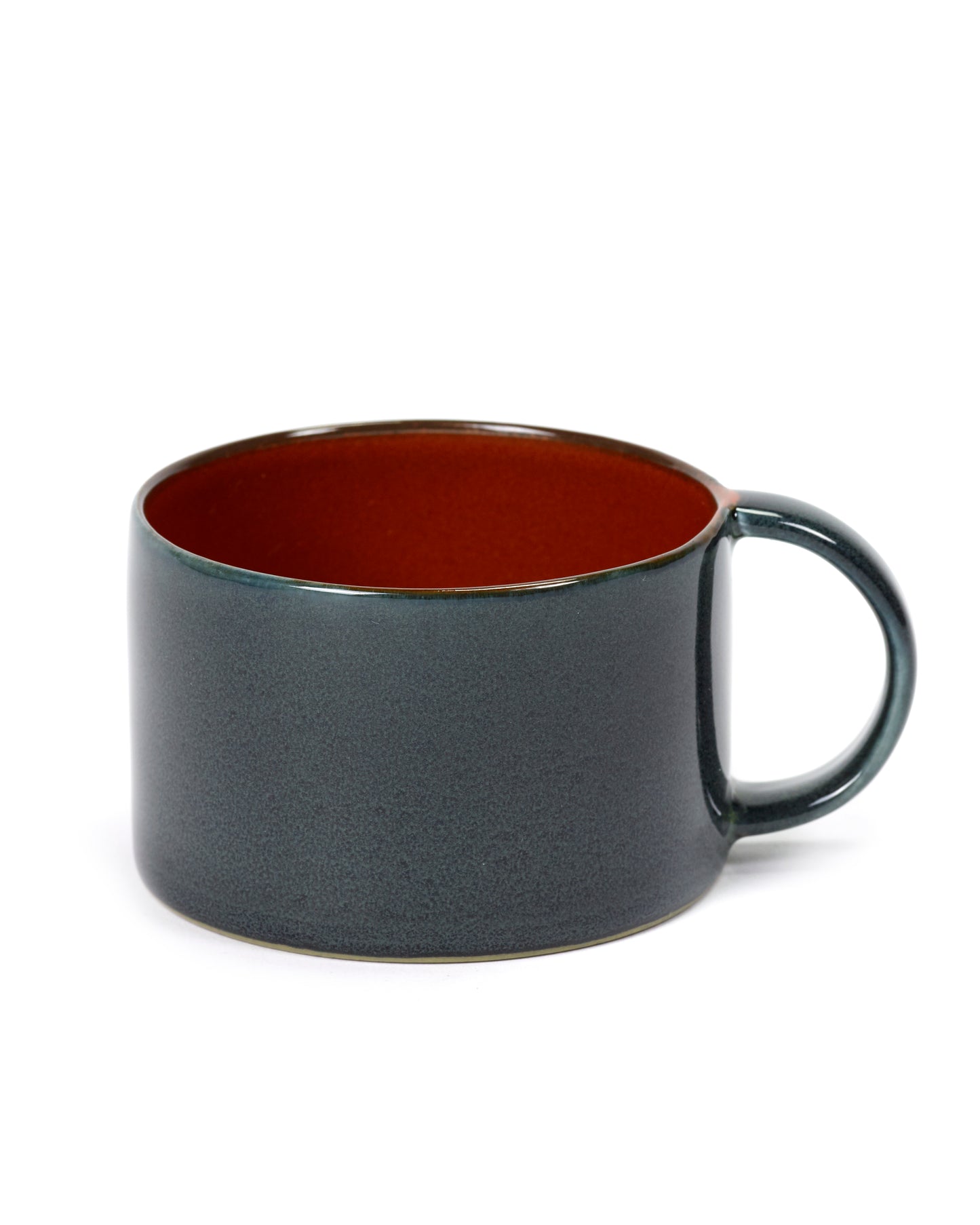 Teetasse aussen blau und innen rot